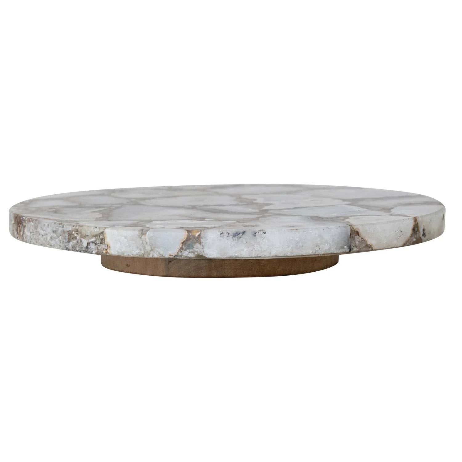 Creative Co-Op - Natural Agate Lazy Susan with Mango Wood Base