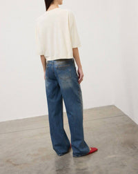 Ottod'ame V Neck Sweater in latte - women's sweater - detail view