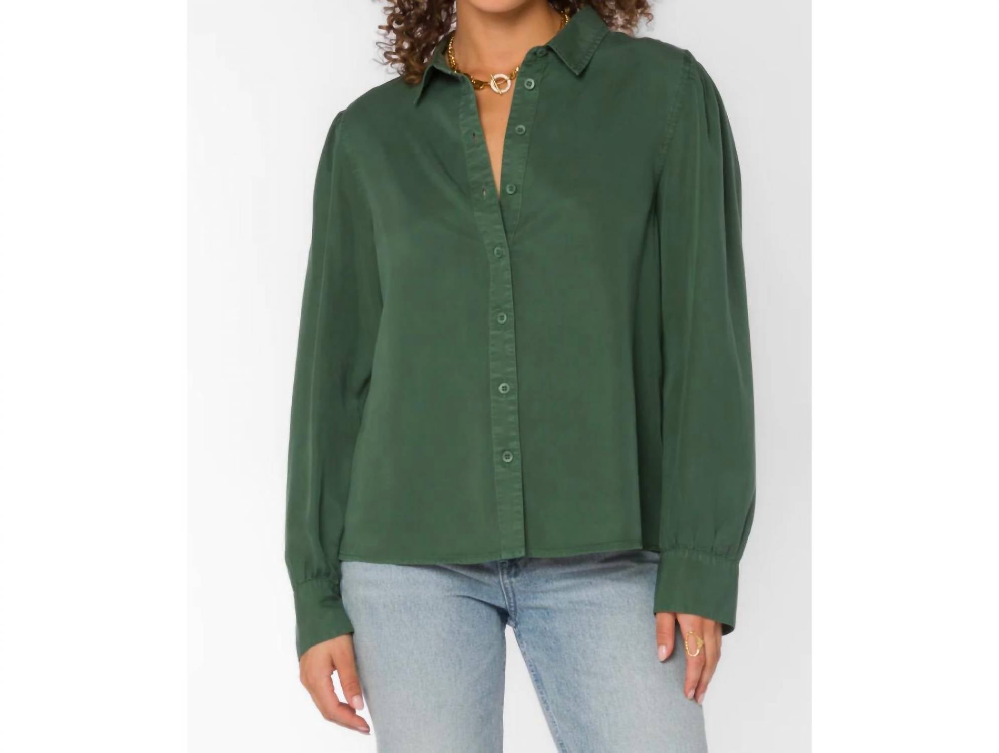 Velvet Heart Bellamy Shirt in dark green - women's shirt