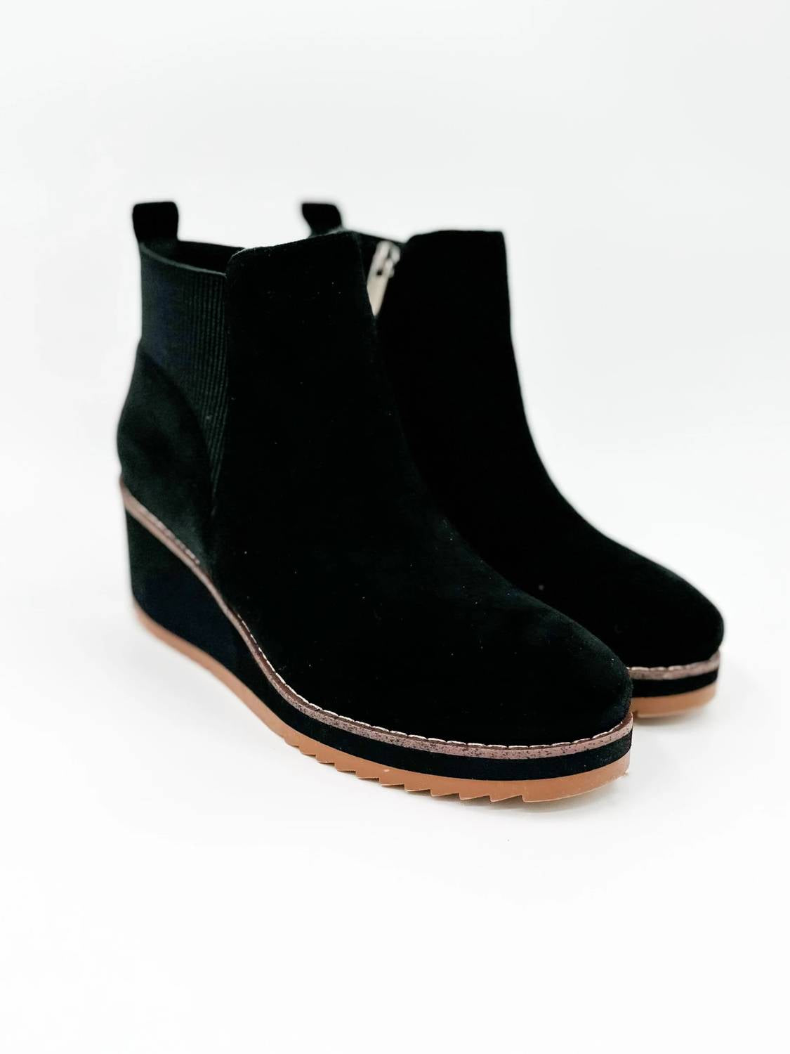 Corkys Footwear - Women's Let's Get Lost Faux Suede Wedge Booties