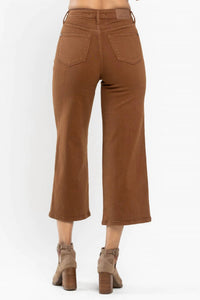 Judy Blue - High Waist Tummy Control Garment Dyed Wide Crop Jeans