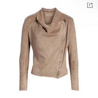 Blanknyc - Faux Suede Drape Front Zip Up Top
