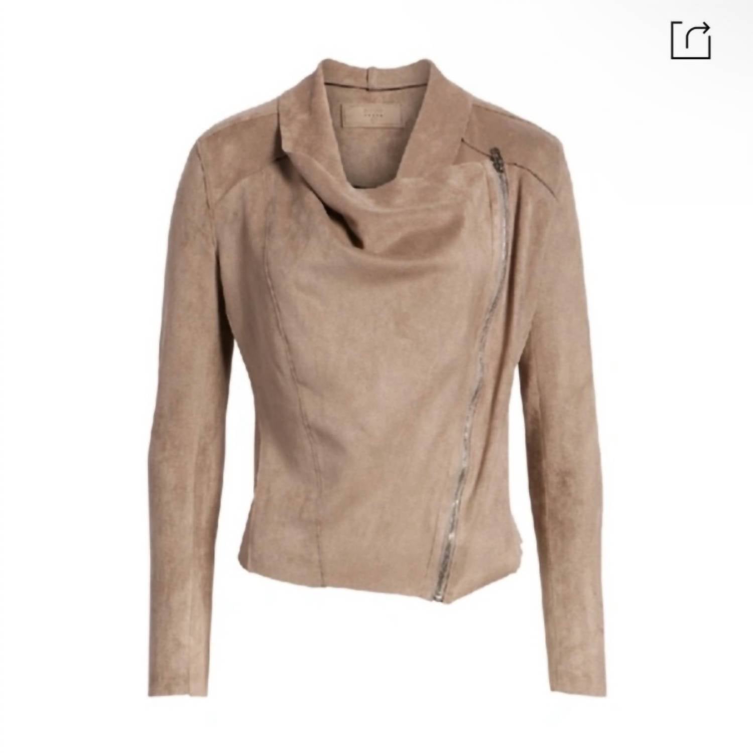 Blanknyc - Faux Suede Drape Front Zip Up Top