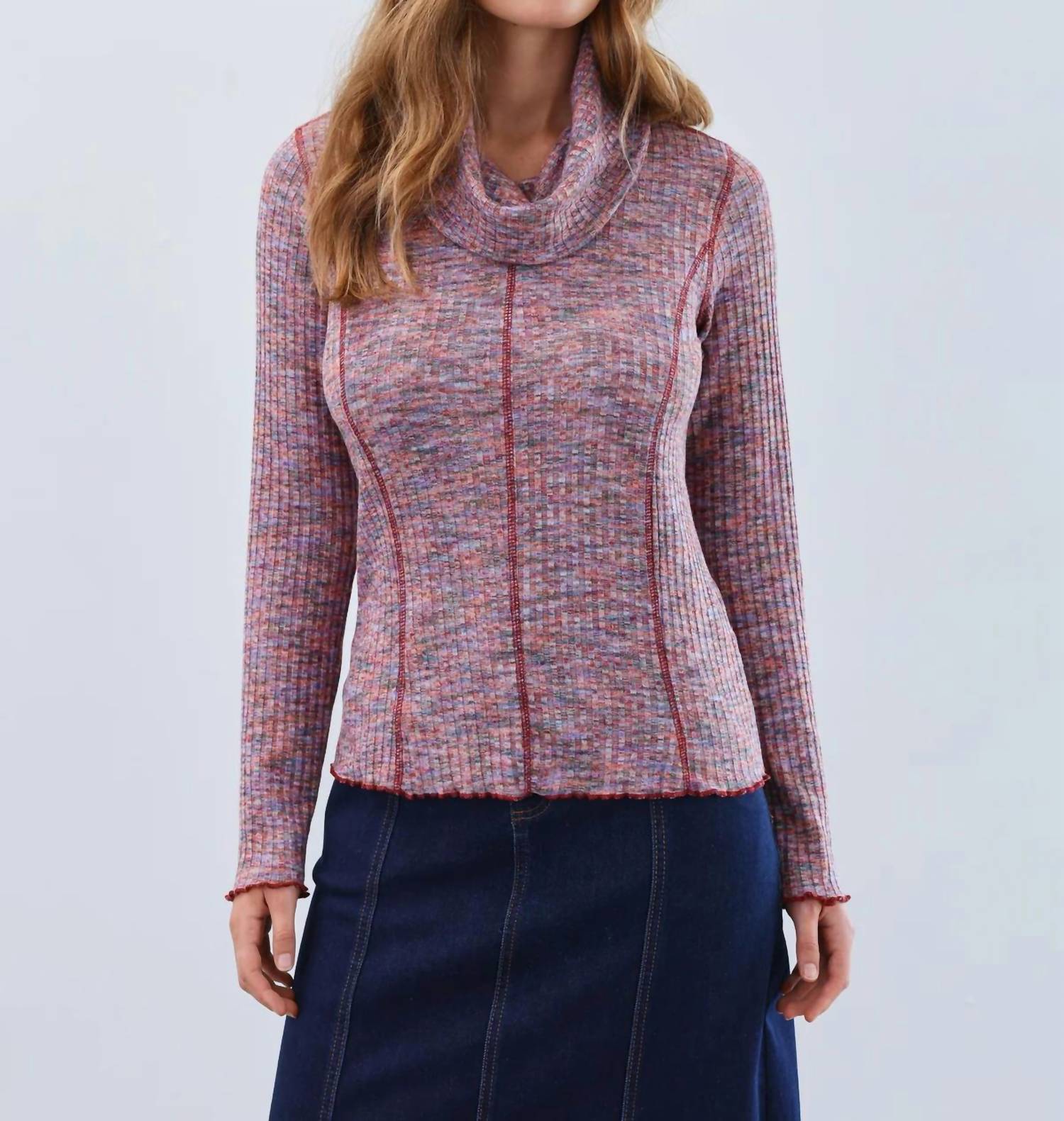 FDJ Liana Long Sleeve Cowl-Neck Top in multi spacedye in multi spacedye - women's long sleeve top