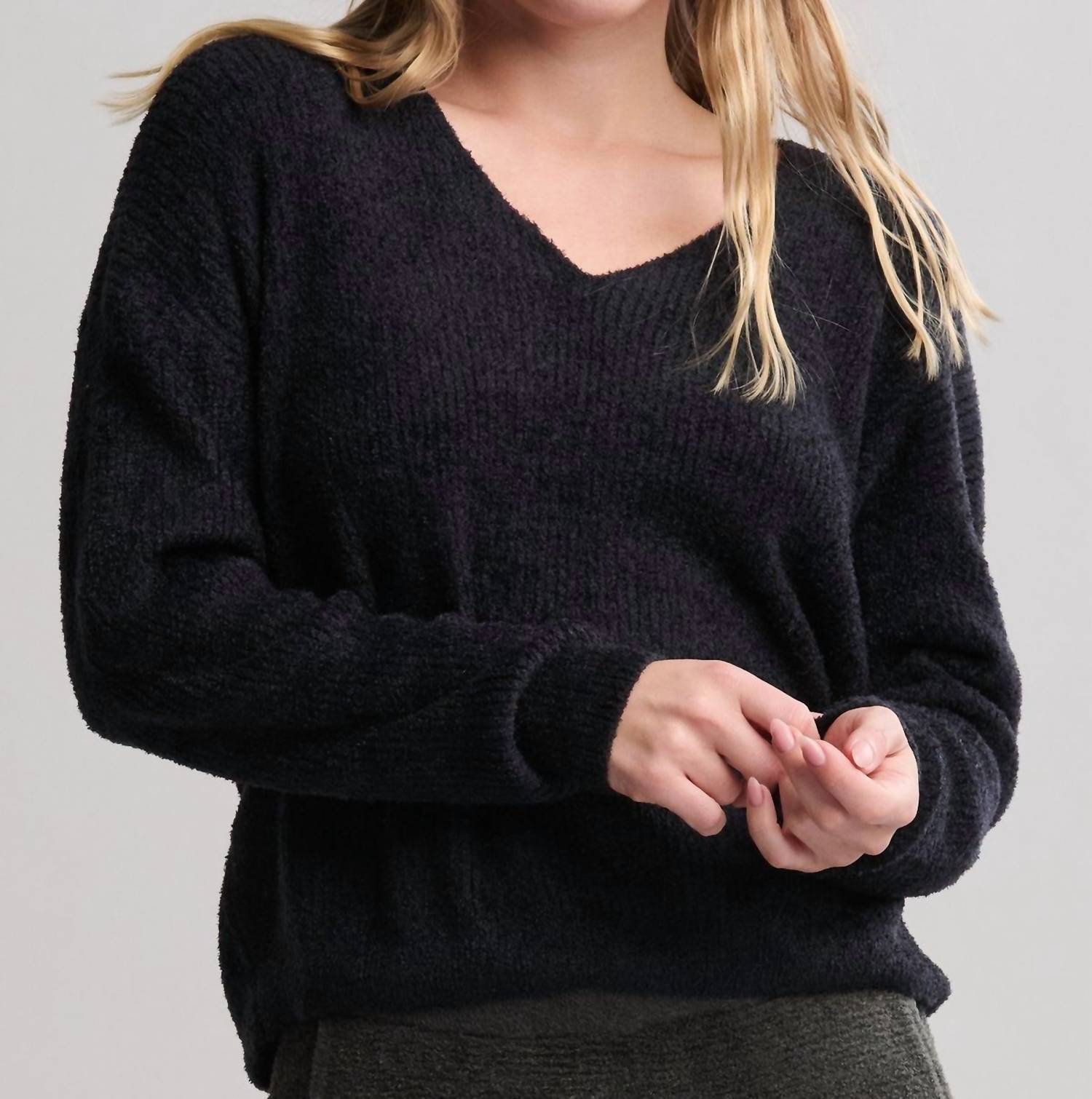 Barefoot Dreams - Cozychic Lite Ribbed V Pullover With Back Tie