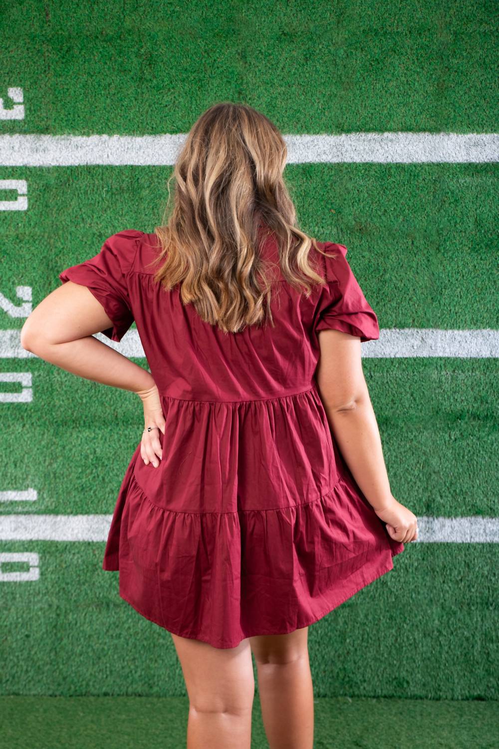 Lula the Label Sequin Football Dress in garnet - women's dress - alternate view