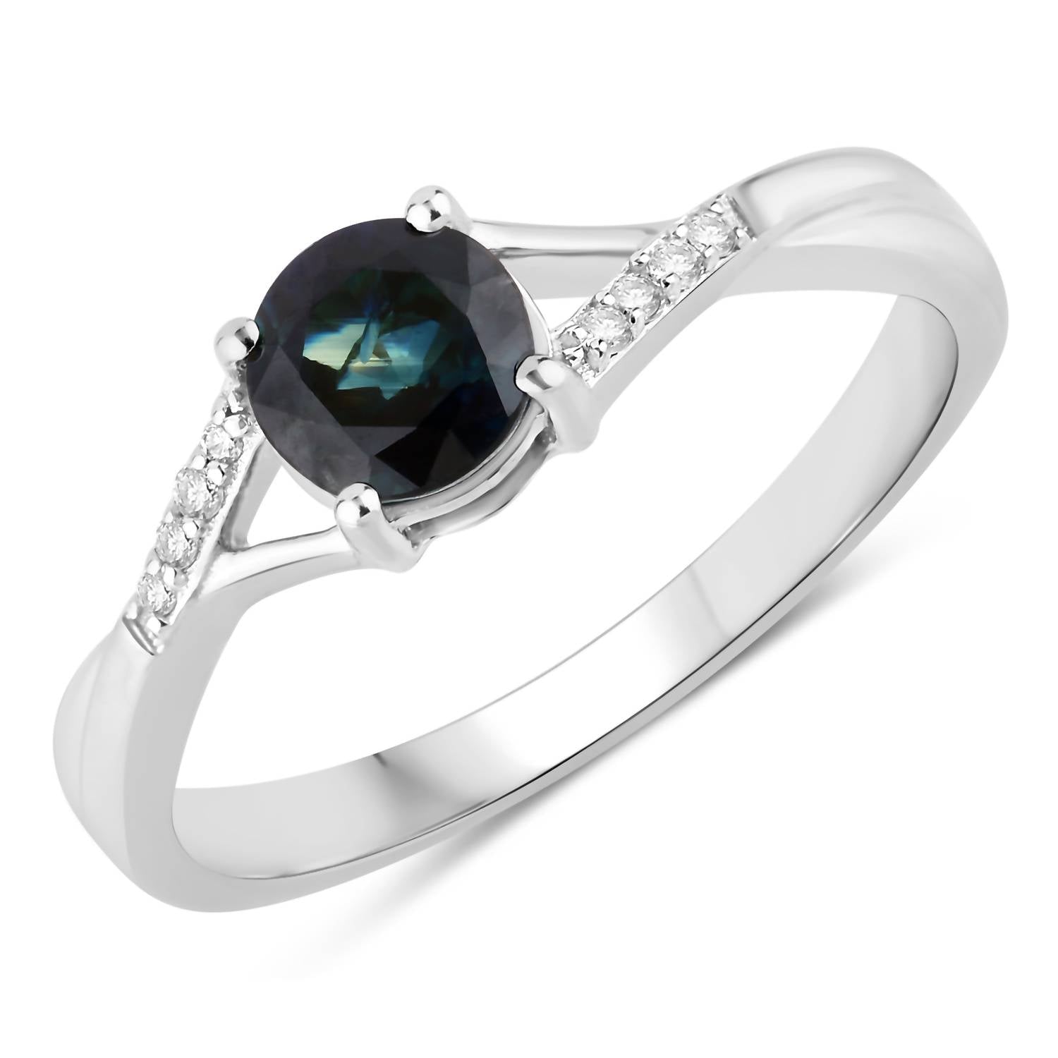 Diana M Jewels Women's Round Natural Blue Sapphire Fashion Ring (0.88 Ct) - Delicate in 14k white gold - women's jewelry