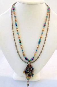 Michal Golan - Women's Double Chain Oval Pendant Necklace