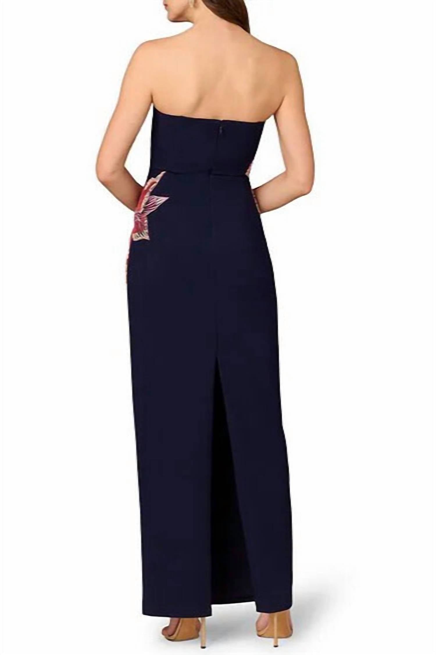 Aidan Mattox - Beaded Floral Strapless Gown Dress