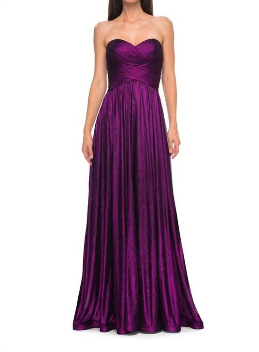 La Femme - Metallic Chiffon Dress