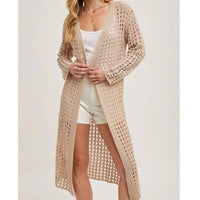 Bluivy - Open Knit Long Line Duster Cardigan