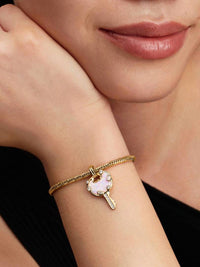 Pandora Love Key Large Dangle Charm in gold - women's jewelry - detail view