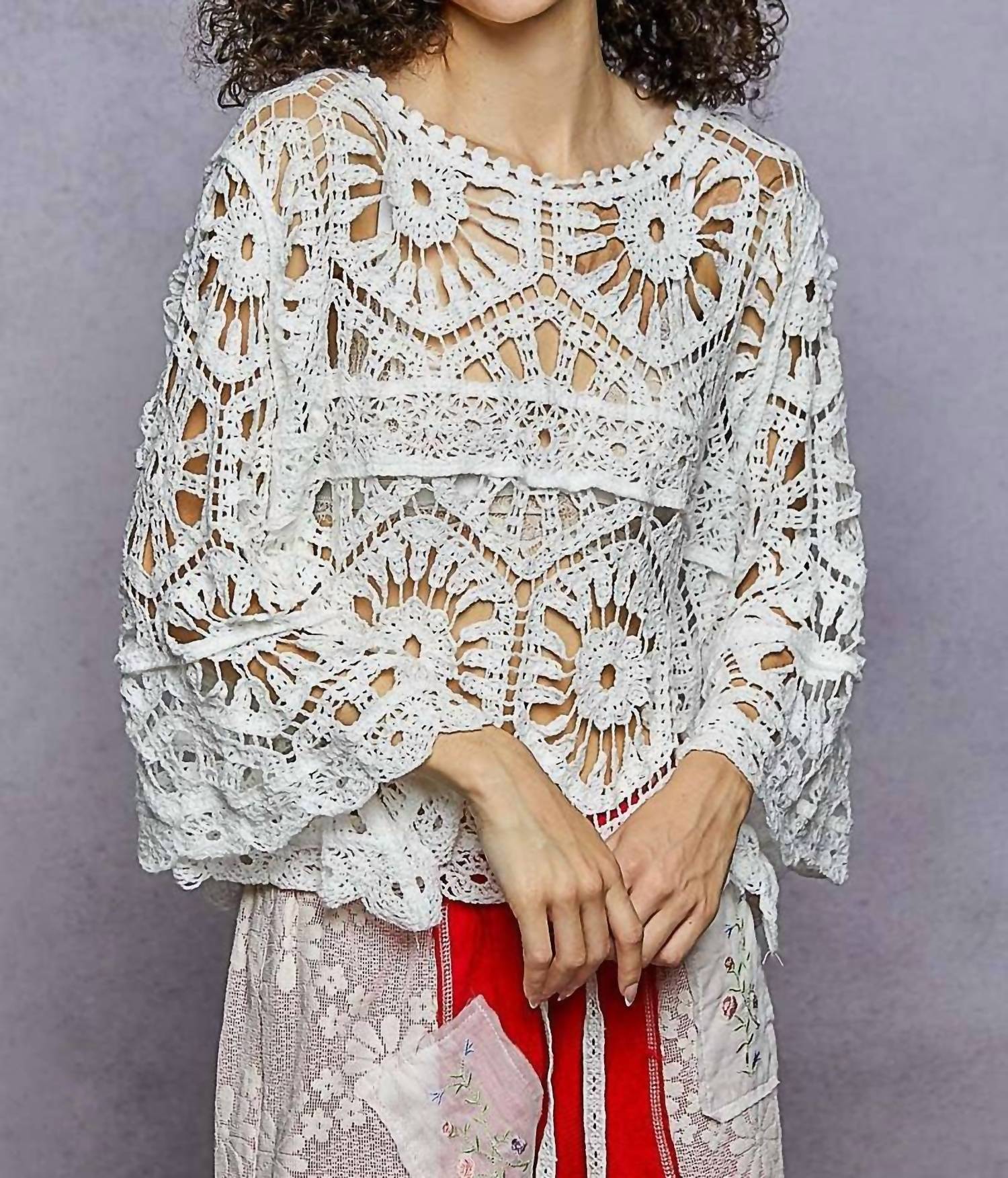 Pol - Round Neck Crochet Cropped Top