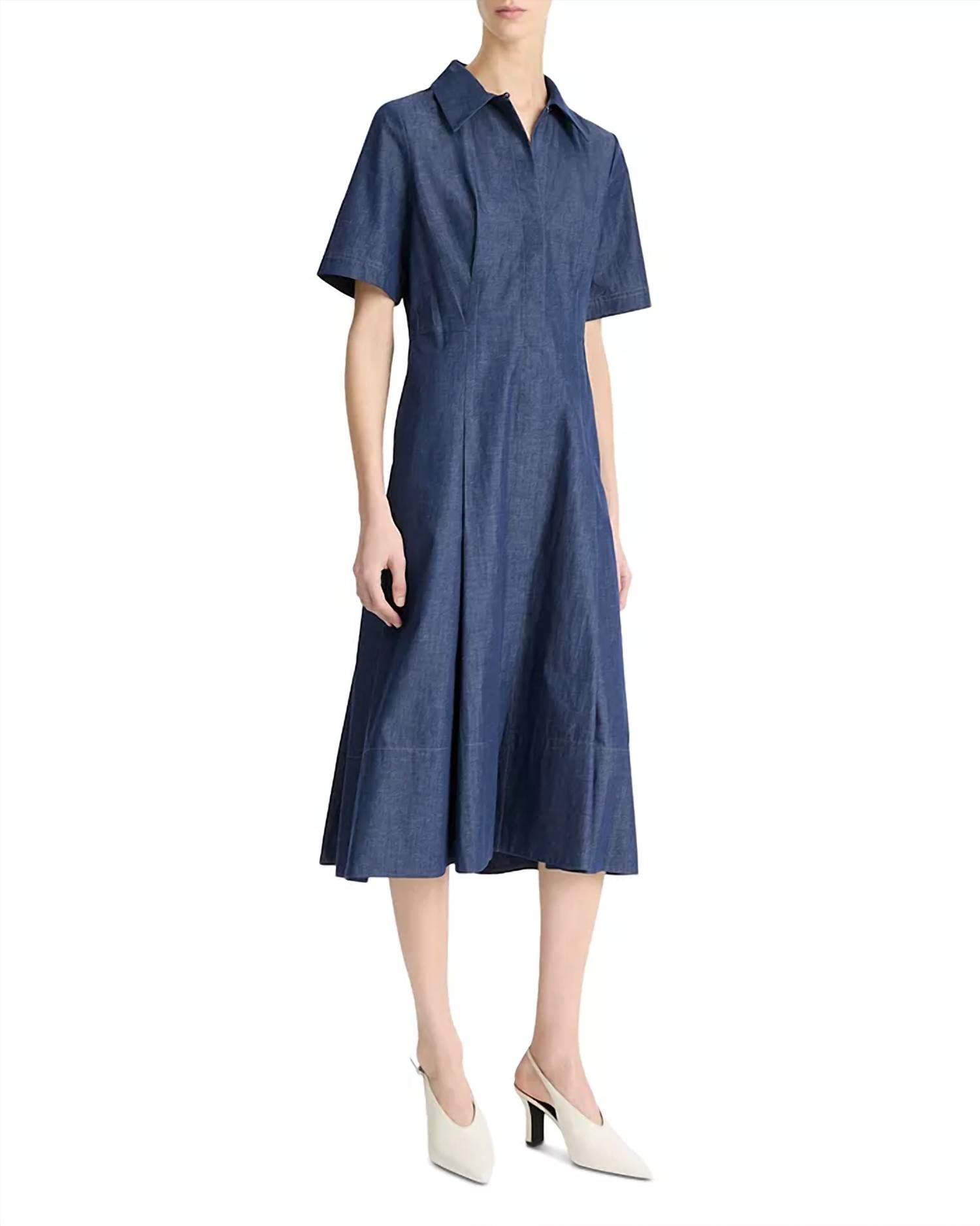 Vince - Denim Short Sleeve Shirt Dress