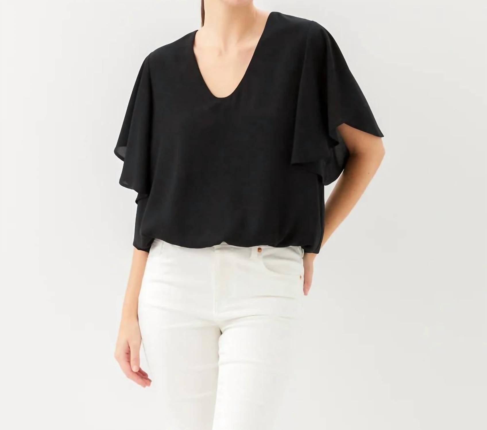 Karen Kane - Flutter Sleeve V-Neck Top