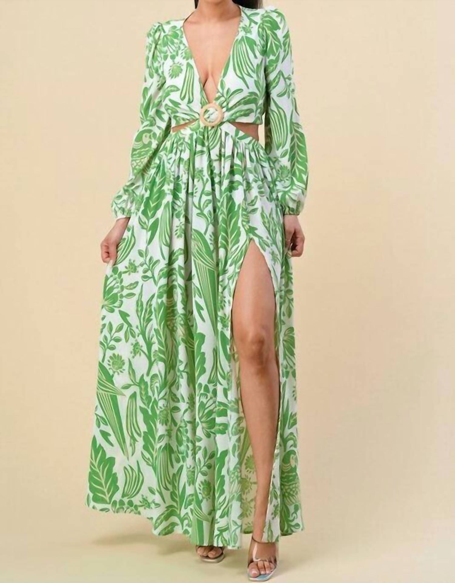 The Sang - Camille Chiffon O Ring Detail Floral Dress