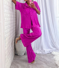 Surelymine - Vava Voom Pleated Plisse Pant Set