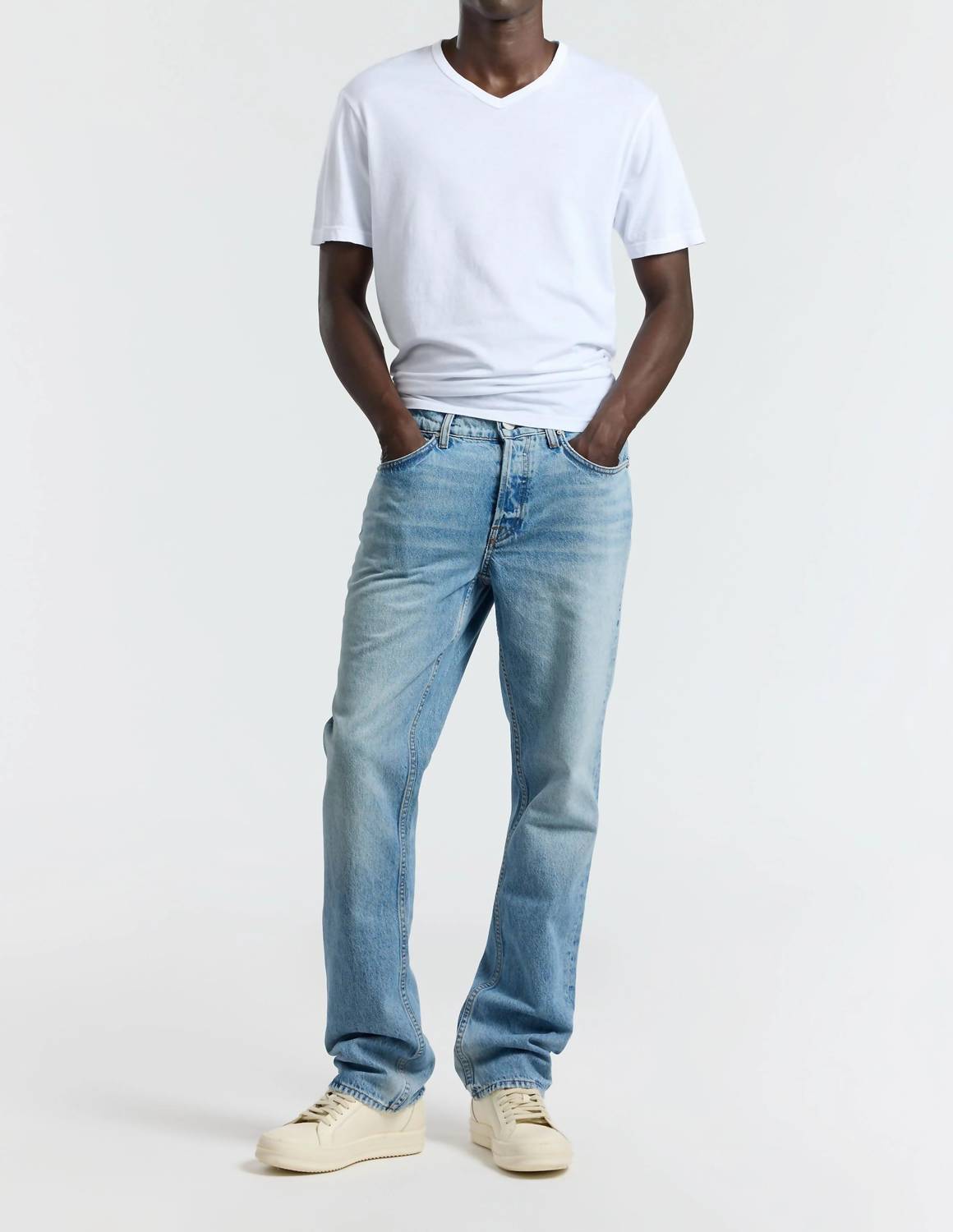 COTTON CITIZEN Men's Classic V Neck Tee in white - men's t-shirt - alternate view