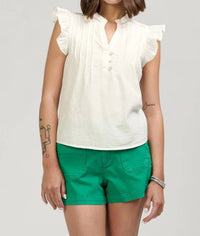 Another Love - Analia Flutter Sleeve Top With Lace Trims