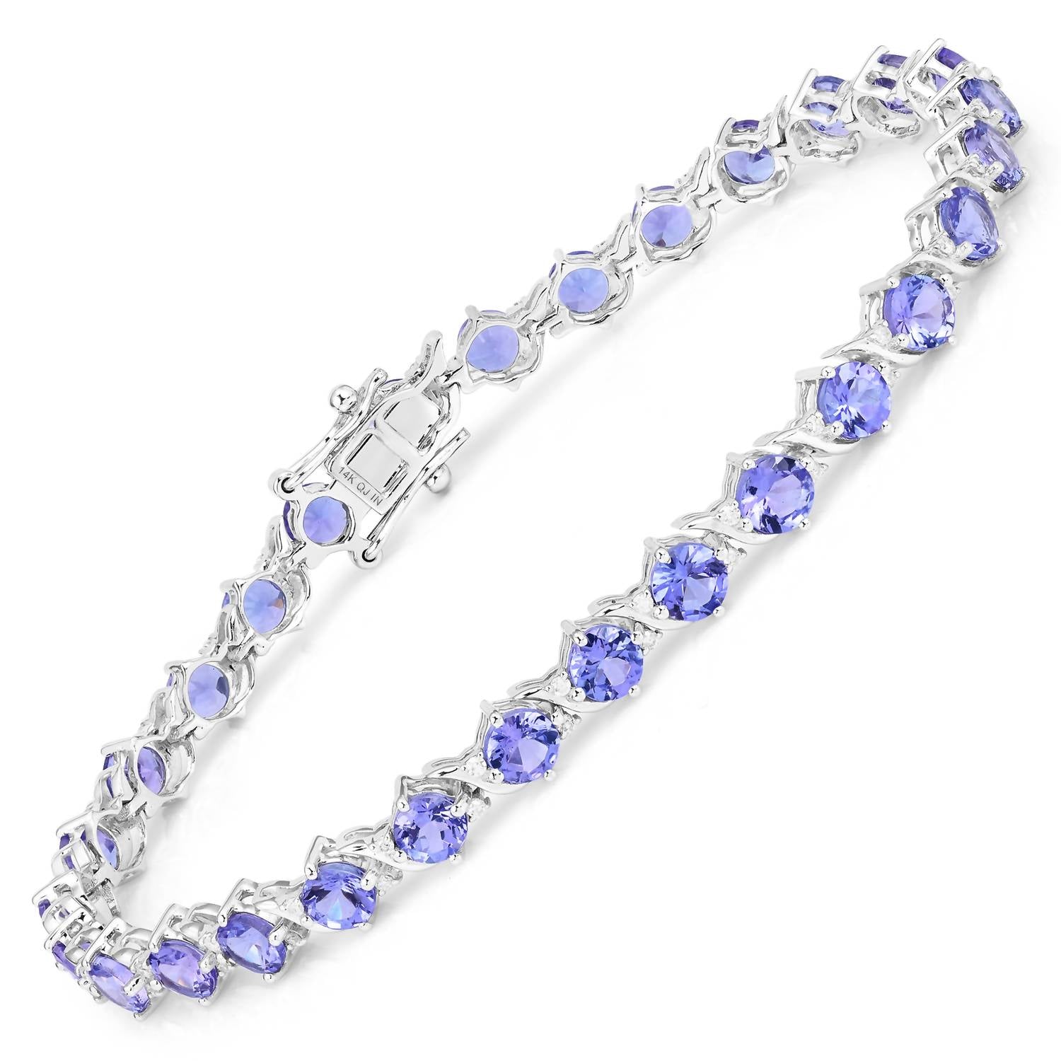 Diana M Jewels Women's Round Natural Tanzanite Bracelet (6.93 Ct) - Elegant in 14k white gold - women's jewelry