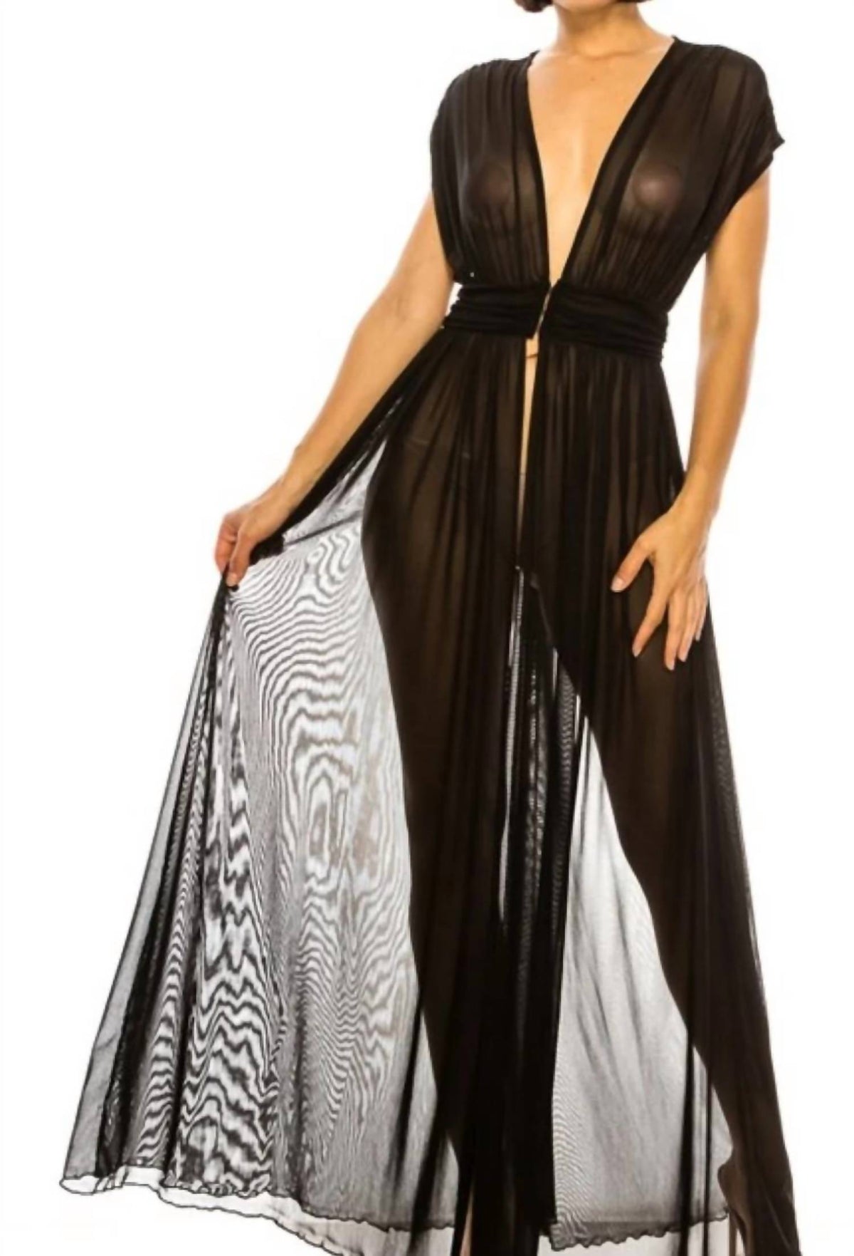 A3 Design - Solid Mesh Cover Up Duster