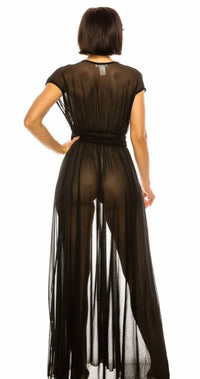 A3 Design - Solid Mesh Cover Up Duster