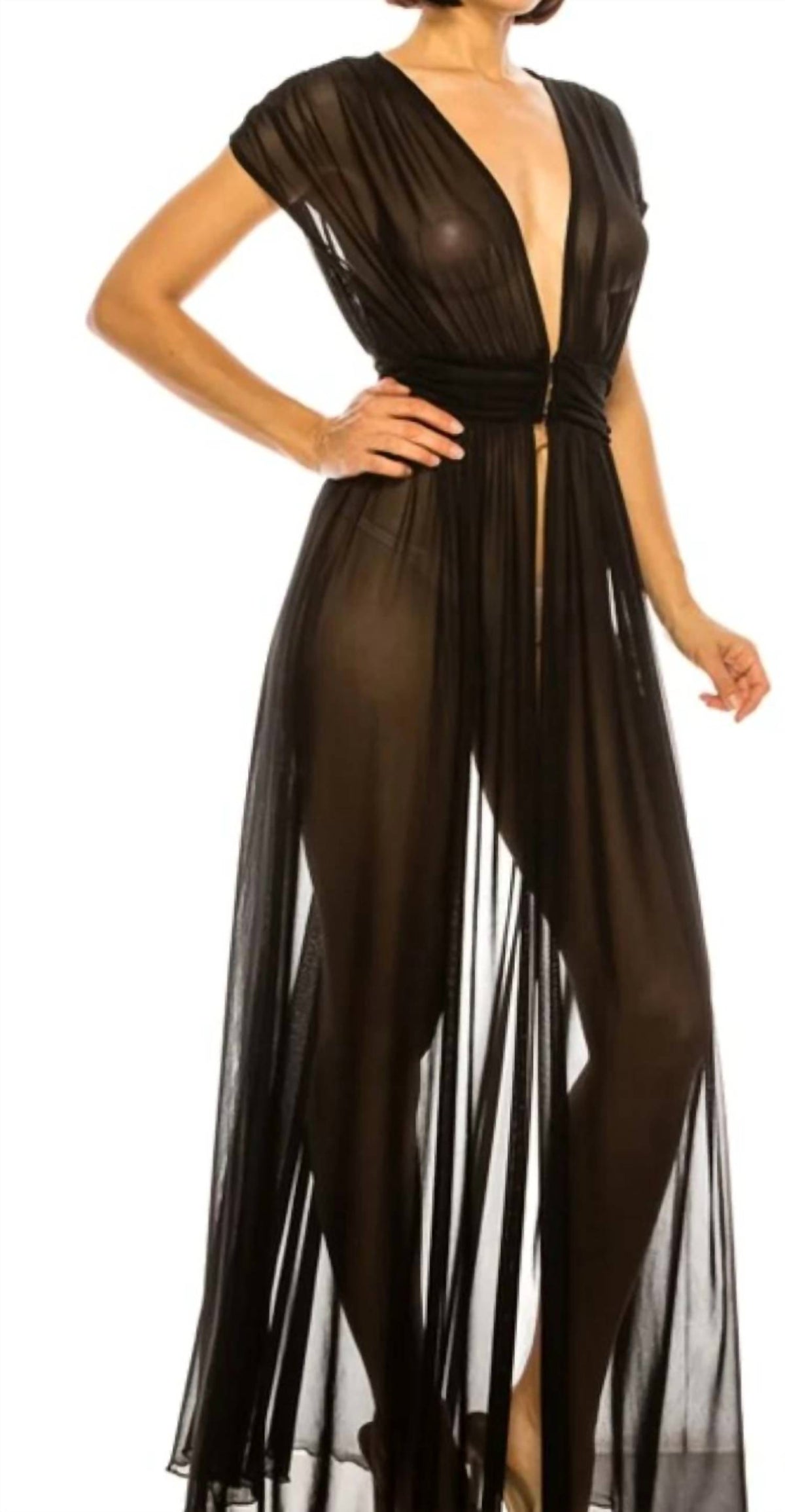 A3 Design - Solid Mesh Cover Up Duster