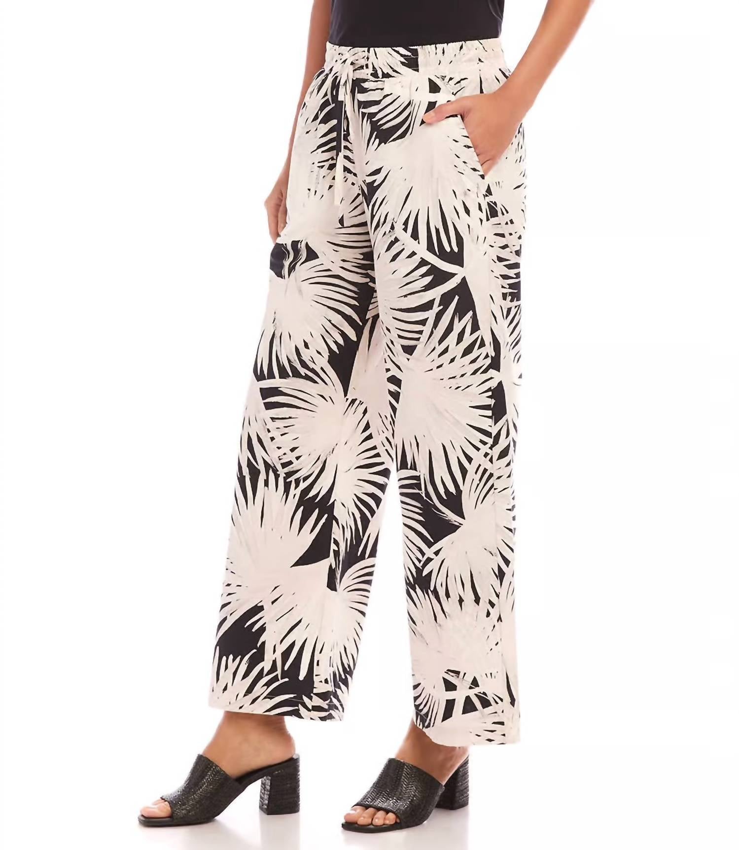 Karen Kane - Drawstring Print Cropped Pants