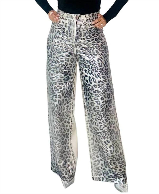 Lizette Collection - Metallic Animal Print Contrast Pants
