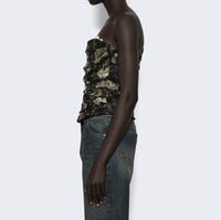 Magda Butrym Women's Printed Corset Top in black - women's intimate - detail view