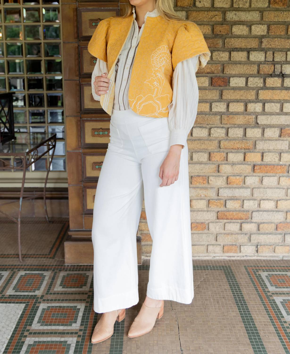 Exvoto - Amber Darby Embroidered Reversible Linen Vest
