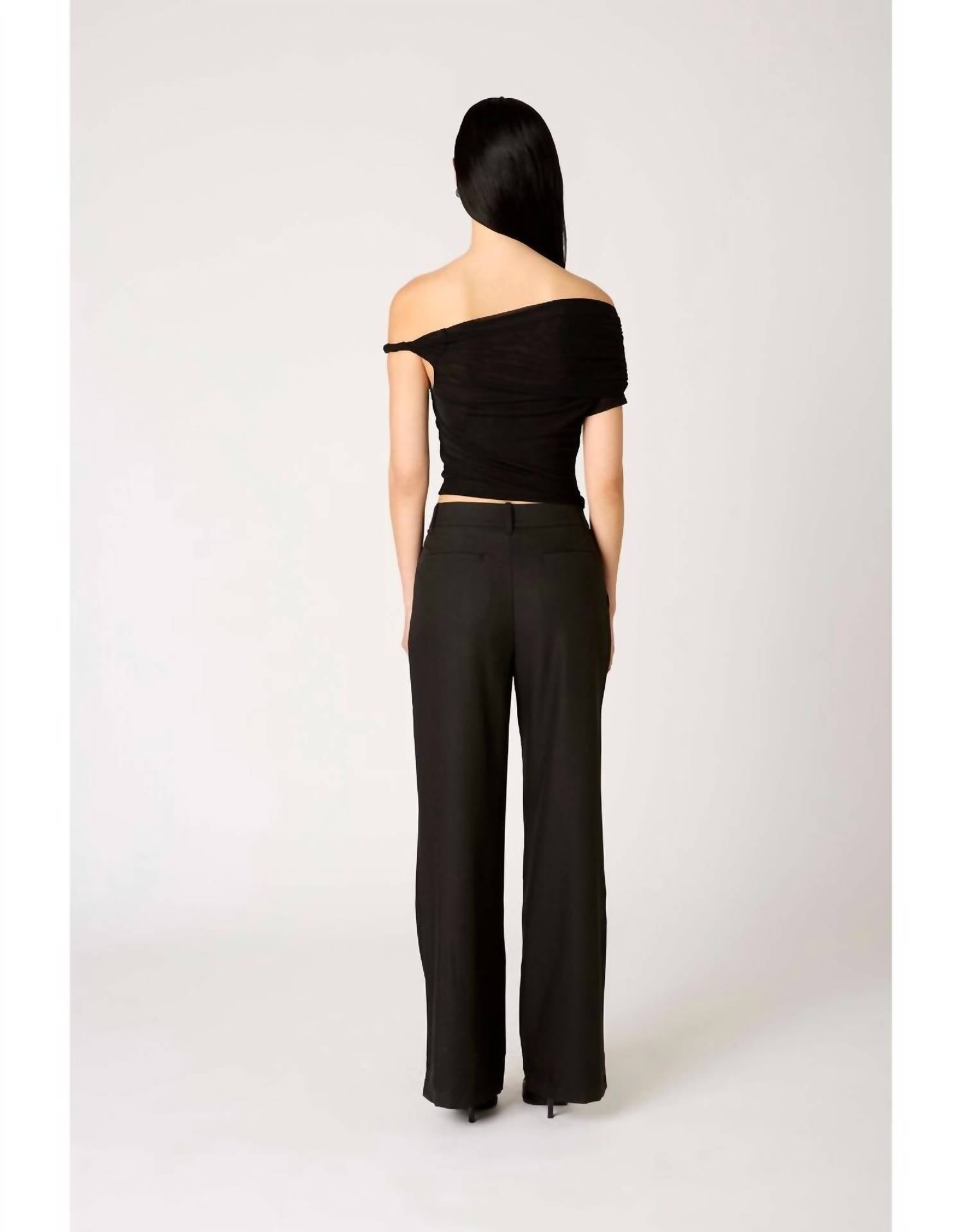 NIA Zephrya One-shoulder Neckline Top in black - women's shirt - detail view