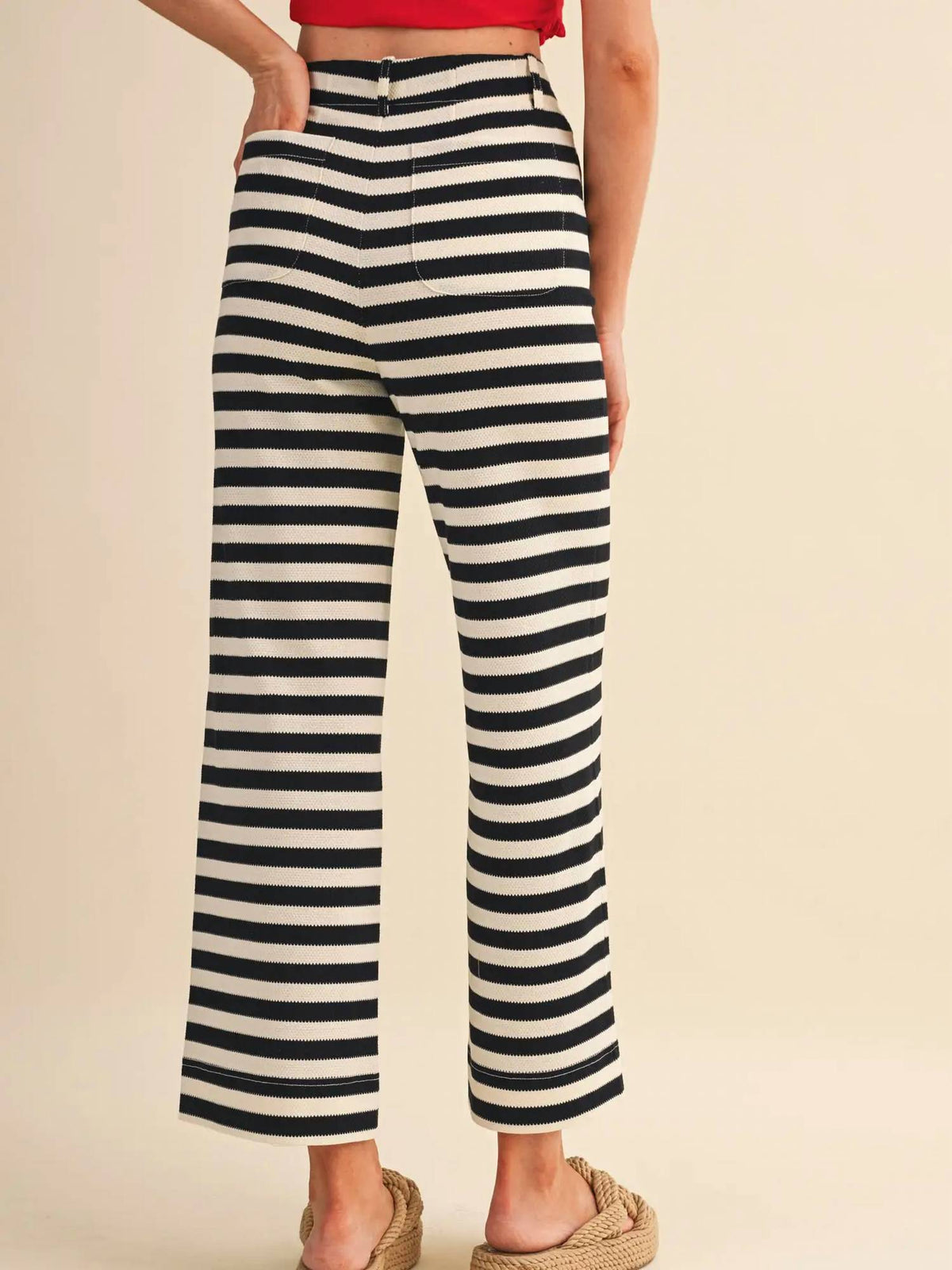 &Merci - Stretchy Striped High Waist Pants