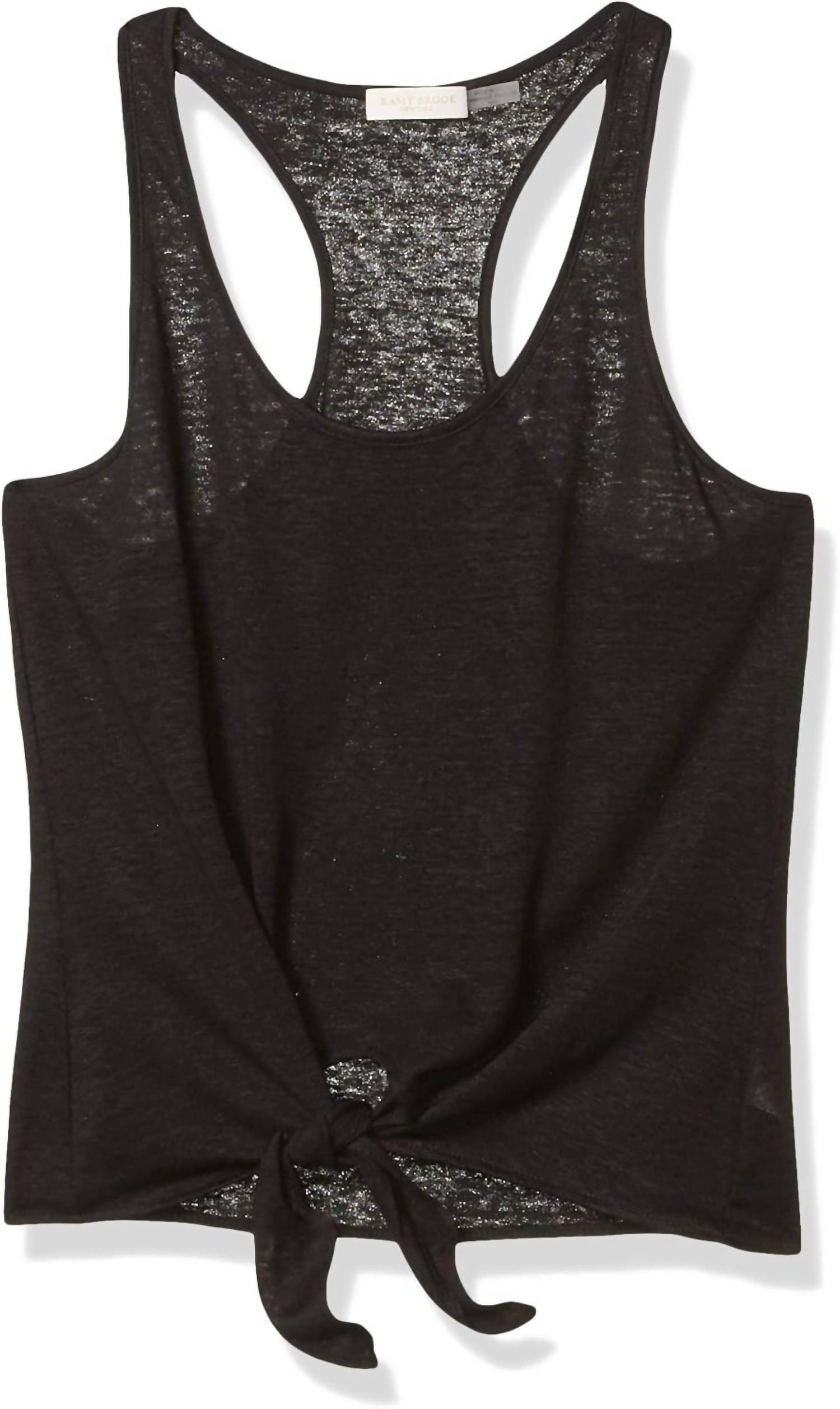 Ramy Brook Women's Mellie Tank Top With Tie Front in black - women's tank top