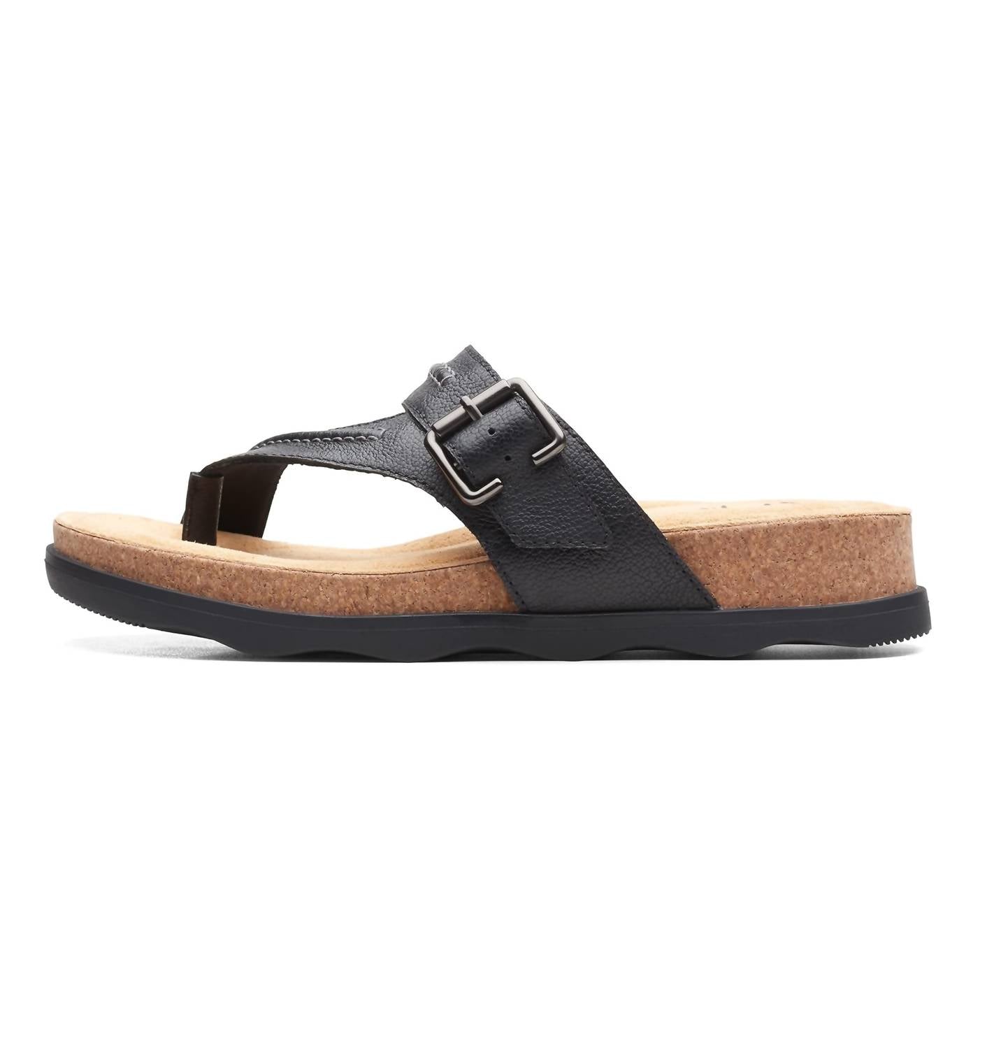 Clarks Women's Brynn Madi Flat Sandal in black leather - women's sandal - alternate view