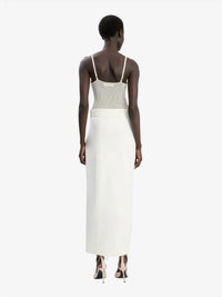 VICTORIA BECKHAM Split Detail Maxi Skirt in ivory - women's skirt - view 4
