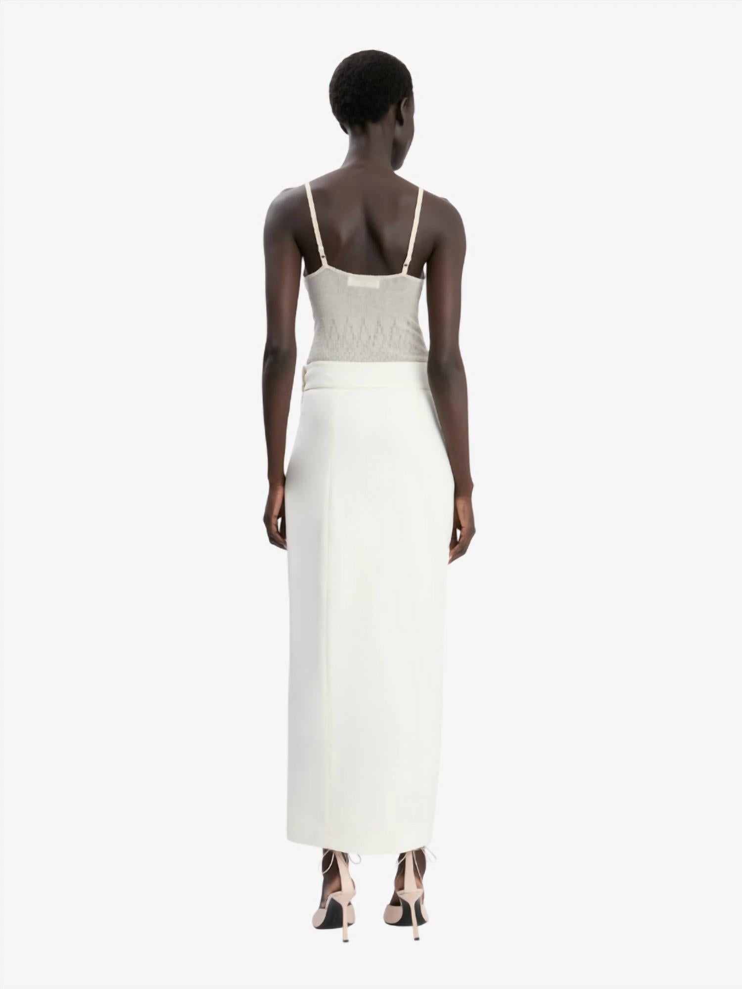 VICTORIA BECKHAM Split Detail Maxi Skirt in ivory - women's skirt - view 4