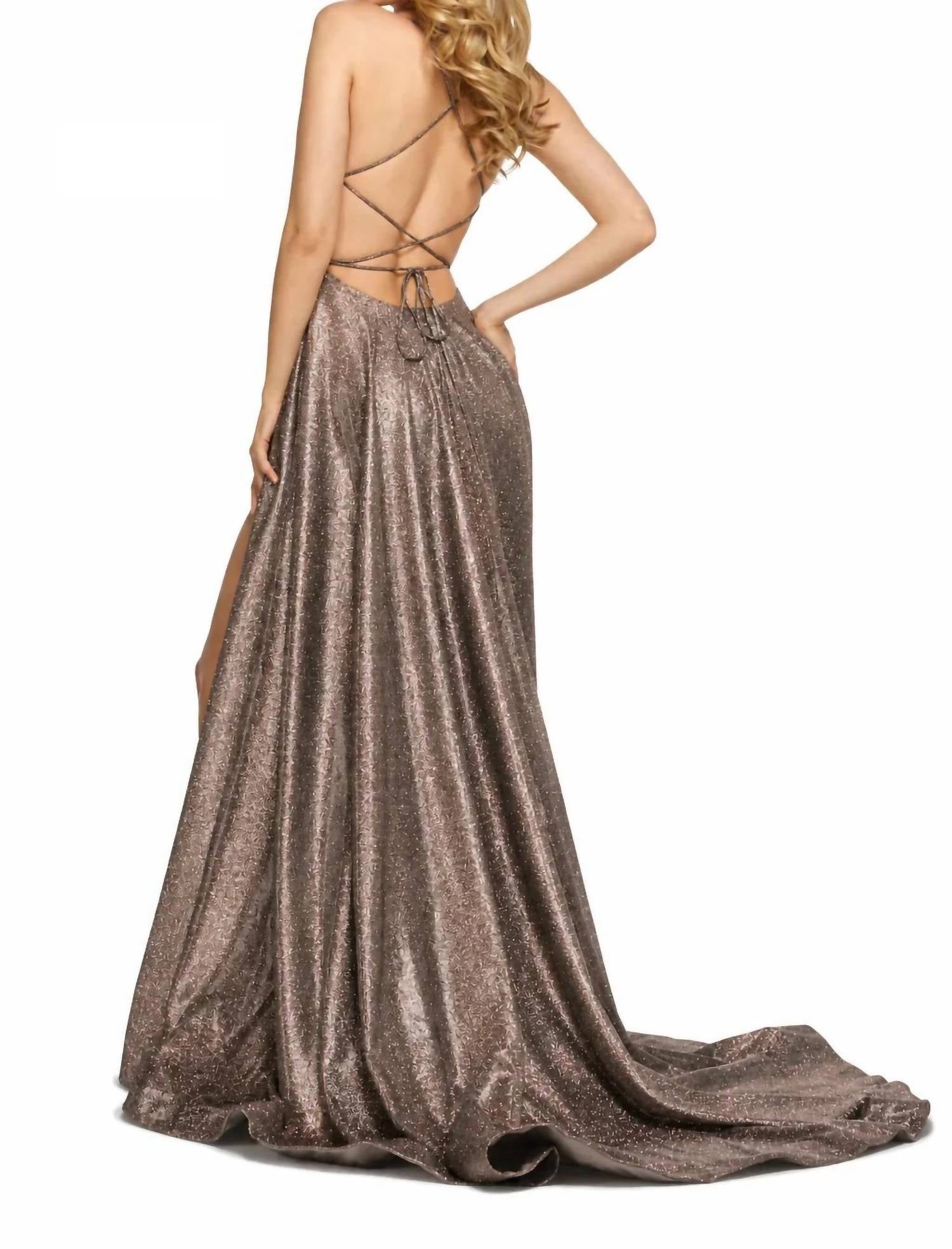 Sherri Hill - Glitter Lace-up Back Gown
