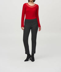 Joseph Ribkoff - Mesh Round Neck Long Sleeve Fitted Top