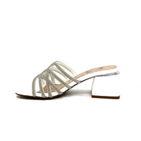 Exe Women's Carmen Block Heeled Evening Sandal in white - women's heels - detail view