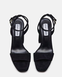 STEVE MADDEN Women's Lessa Block Heel Sandals in black - women's sandal - detail view