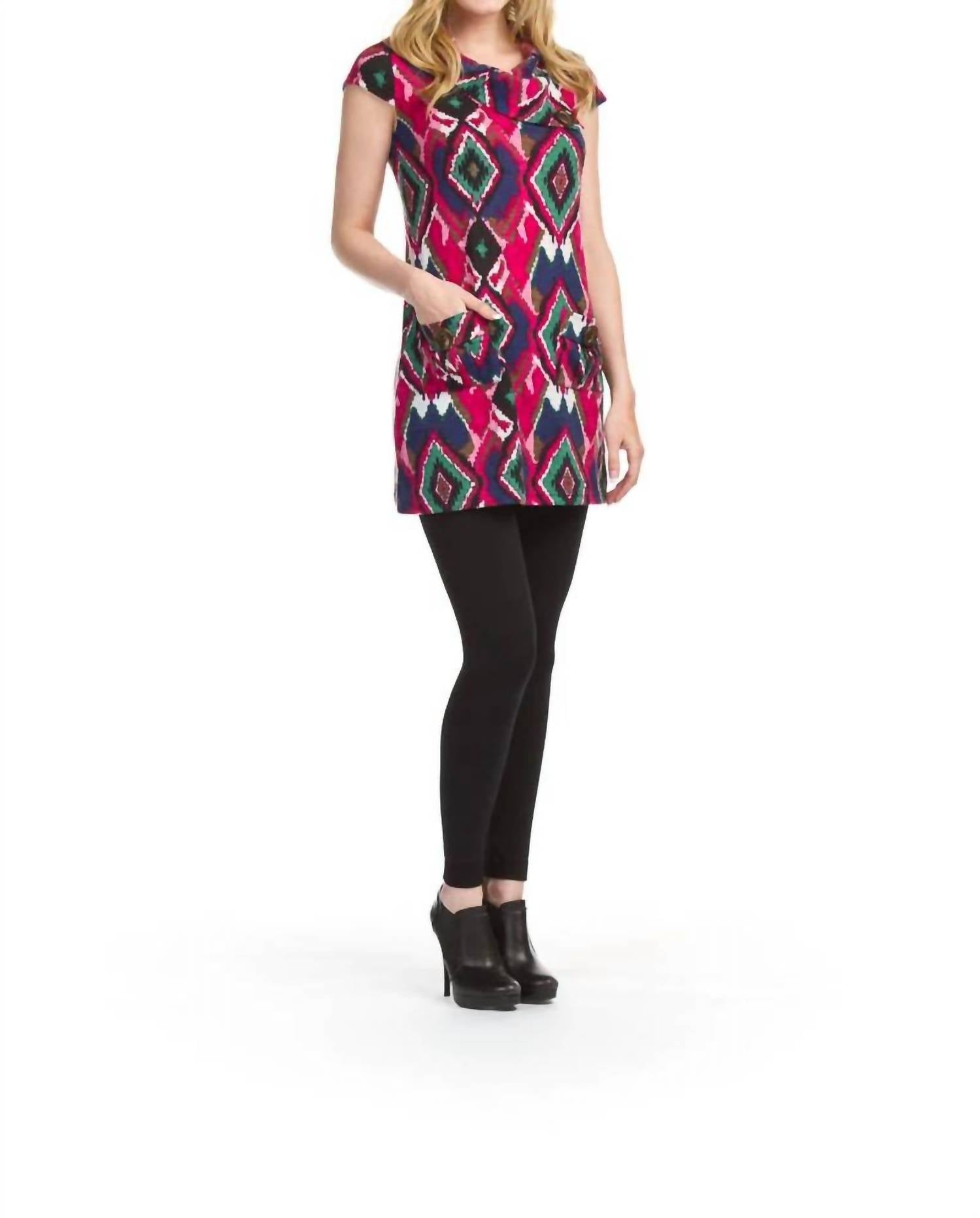 Papillon - Ikat Short Sleeve Dress With Pockets