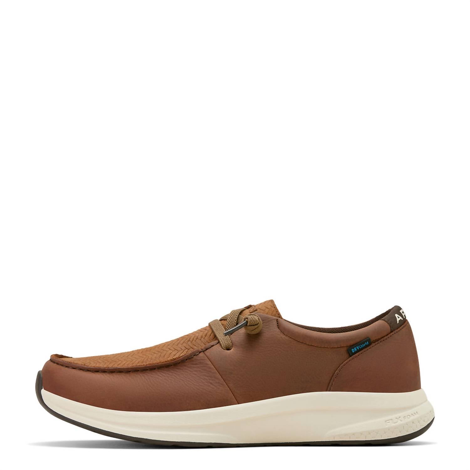 ARIAT Men's Buckeye Waterproof Shoe in brown tan woven embossed - men's loafer - alternate view
