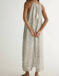 Bella Dahl Halter Maxi Dress in tropical print 1 - women's dress - detail view