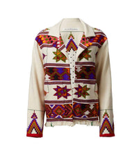 ALIX OF BOHEMIA Pre-loved Western Tiger Eye Blanket Jacket in beige green gold blue - women's jacket - alternate view