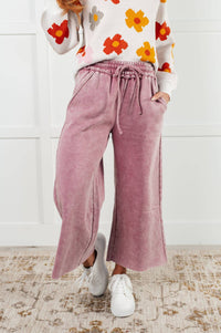 Zenana - Wide Leg Mineral Wash Cropped Palazzo Pants