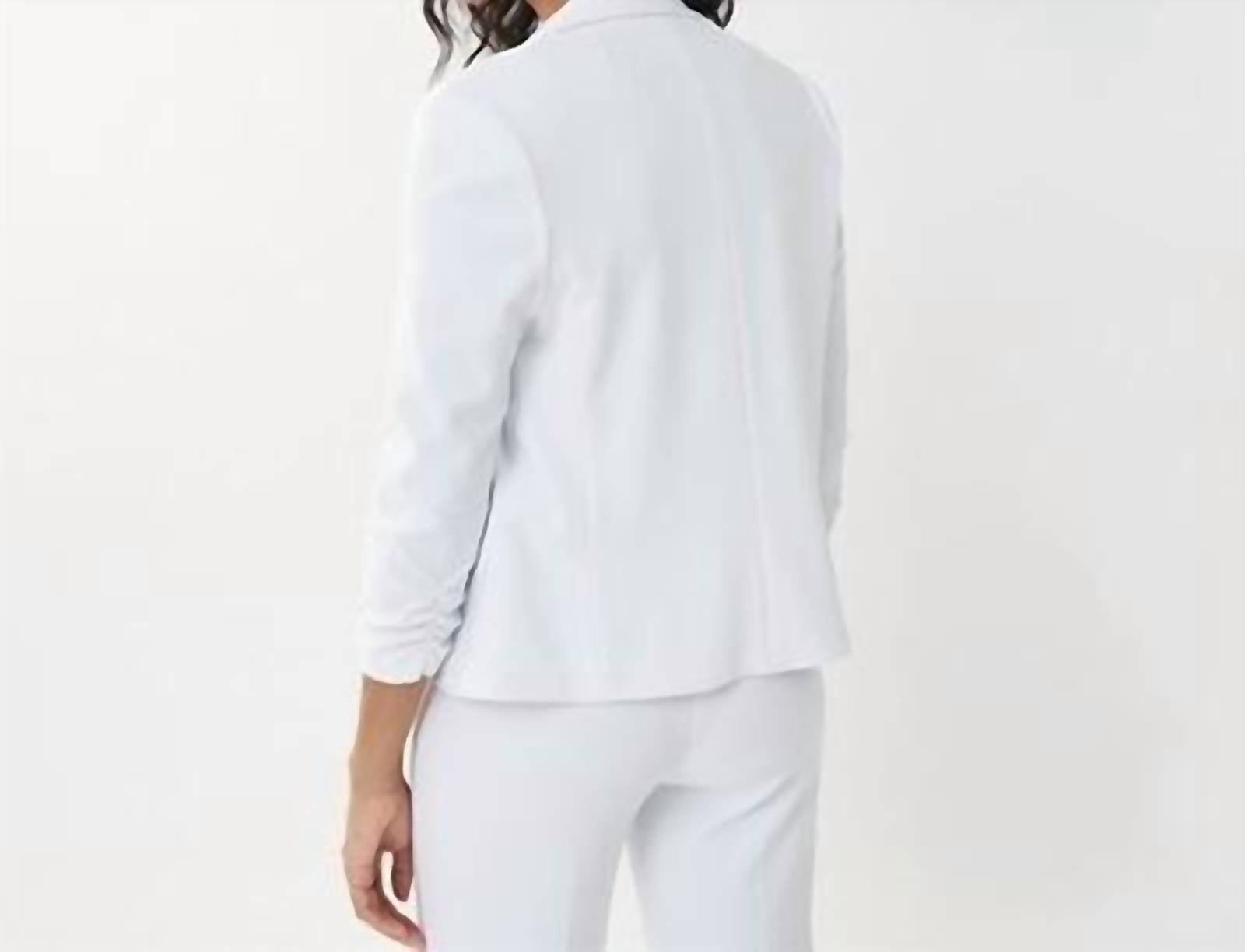 Joseph Ribkoff Quarter Sleeve Blazer in white - women's jacket - detail view