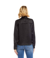 Karen Kane Long Sleeve Satin Bow Top in black - women's blouse - alternate view