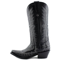 Corral Women's Picasso Full Stitch Snip Toe Cowgirl Boots in black and silver smoke - women's shoe - detail view