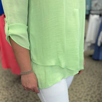 Renuar - V-neck Collared Woven Blouse - Plus